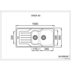 Eurodomo Einbauspüle Onda 100 Cm Edelstahl Glatt -Küchenwelt Verkauf 010520517 onda 60 skizze 5