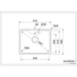Eurodomo Einbauspüle Bell 61 Cm Edelstahl Glatt -Küchenwelt Verkauf 010550550 bell 60 skizze 5
