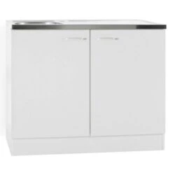 Optifit Spülenunterschrank Klassik 50 Weiß Mit Spülenauflage 100 Cm