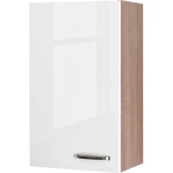 Flex-Well Exclusiv Oberschrank Valero 50 Cm X 89 Cm Hochglanz Weiß-Sonoma Eiche