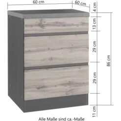 Held Möbel Küchenunterschrank Turin 60 Cm Mit Auszügen Graphit/Wotaneiche -Küchenwelt Verkauf 189397 11016600 VM 07