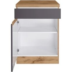 Held Möbel Küchenunterschrank Turin 60 Cm 1 Tür 1 Schublade Graphit/Wotaneiche -Küchenwelt Verkauf 189414 11016600 S 03