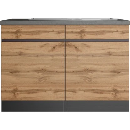 Held Möbel Spülenunterschrank Turin 120 Cm Mit 2 Türen Wotaneiche/Graphit 4 Held Möbel Spülenunterschrank Turin 120 Cm Mit 2 Türen Wotaneiche/Graphit – Bild 2