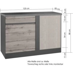 Held Möbel Küchen-Eckschrank Turin 120 Cm Graphit/Wotaneiche -Küchenwelt Verkauf 189469 11016600 VM 08