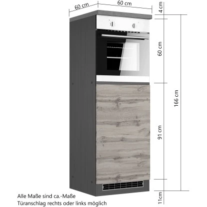 Held Möbel Kühlschrank/Ofenumbauschrank Turin 60 Cm Wotaneiche/Graphit 6 Held Möbel Kühlschrank/Ofenumbauschrank Turin 60 Cm Wotaneiche/Graphit – Bild 4