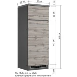 Held Möbel Umbauschrank Für Kühl/Gefrierkombi Turin 60 Cm Wotaneiche/Graphit -Küchenwelt Verkauf 189542 11016600 VM 07
