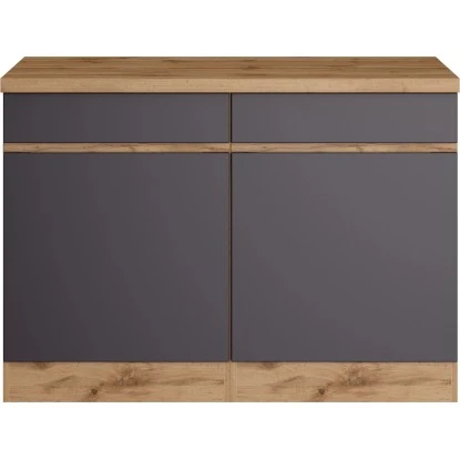 Held Möbel Küchenunterschrank Turin 120 Cm Graphit/Wotaneiche 4 Held Möbel Küchenunterschrank Turin 120 Cm Graphit/Wotaneiche – Bild 2