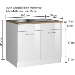 Held Möbel Spülenunterschrank Mailand 100 Cm Hochglanz Weiß/Weiß 13 Held Möbel Spülenunterschrank Mailand 100 Cm Hochglanz Weiß/Weiß -Küchenwelt Verkauf 189969 11016600 VM 03