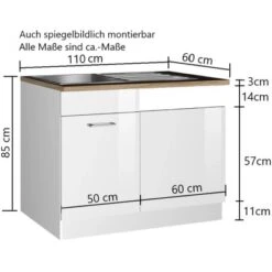 Held Möbel Spülenunterschrank Mailand 110 Cm Hochglanz Weiß/Weiß 13 Held Möbel Spülenunterschrank Mailand 110 Cm Hochglanz Weiß/Weiß -Küchenwelt Verkauf 189973 11016600 VM 03