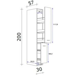 Flex-Well Classic Apothekerschrank Nano 200 Cm X 30 Cm X 57 Cm Buche -Küchenwelt Verkauf 247350 4051 5 8