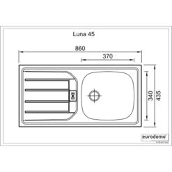 Eurodomo Einbauspüle Luna 86 Cm Edelstahl -Küchenwelt Verkauf 27 luna 45 leinen skizze 5