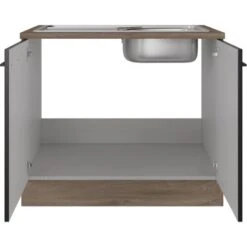 Flex-Well Exclusiv Spülenunterschrank Capri 100 Cm Schwarz Matt-Endgrain Oak 9 Flex-Well Exclusiv Spülenunterschrank Capri 100 Cm Schwarz Matt-Endgrain Oak -Küchenwelt Verkauf 4047584070117 4051 S 01