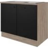 Flex-Well Exclusiv Spülenunterschrank Capri 100 Cm Schwarz Matt-Endgrain Oak -Küchenwelt Verkauf 4047584070117 4051 S 02
