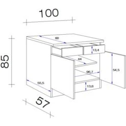 Flex-Well Exclusiv Unterschrank Capri 100 Cm Schwarz Matt-Endgrain Oak -Küchenwelt Verkauf 4070247 4051 VM US100 28mm