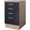 Flex-Well Exclusiv Schubkasten-Unterschrank Lara 50 Cm Anthrazit-San Remo Eiche