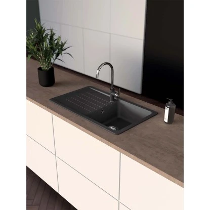 Granitspüle Altena D-100 Inkl. Küchenarmatur Simi 50 Cm X 86 Cm Onyx 5 Granitspüle Altena D-100 Inkl. Küchenarmatur Simi 50 Cm X 86 Cm Onyx – Bild 3