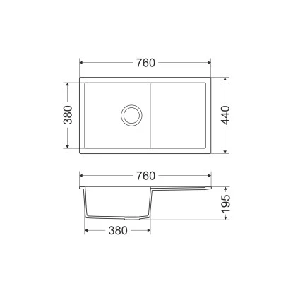 Miló Einbauspüle Granitverbundstoff Blissano 76 Grau 4 Miló Einbauspüle Granitverbundstoff Blissano 76 Grau – Bild 2