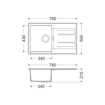Miló Einbauspüle Granitverbundstoff Piatto 78 Grau 4 Miló Einbauspüle Granitverbundstoff Piatto 78 Grau – Bild 2