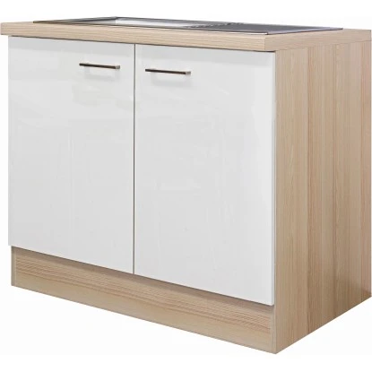 Flex-Well Exclusiv Spülenunterschrank Abaco 100 Cm Perlmutt Glänzend-Akazie 3 Flex-Well Exclusiv Spülenunterschrank Abaco 100 Cm Perlmutt Glänzend-Akazie