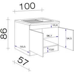Flex-Well Exclusiv Spülenunterschrank Focus 100 Cm Akazie-Aubergine-Akazie -Küchenwelt Verkauf 736384 4051 5