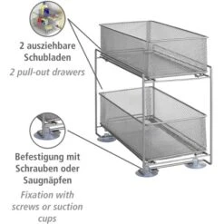 Wenko Schubladenregal 2 Etagen Metall Silber -Küchenwelt Verkauf 746248 1068 02