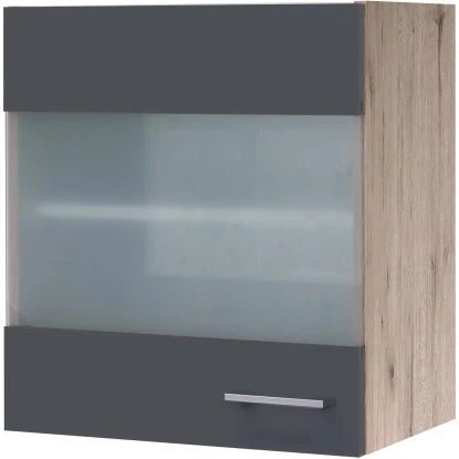 Flex-Well Exclusiv Glas-Oberschrank Morena 50cm Basaltgrau Matt - San Remo Eiche 3 Flex-Well Exclusiv Glas-Oberschrank Morena 50cm Basaltgrau Matt - San Remo Eiche