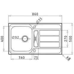 Pyramis Einbauspüle Athena 1 1/4B 1D Edelstahl -Küchenwelt Verkauf 820040 4891 2