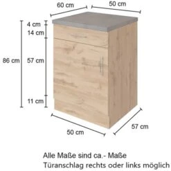 Held Möbel Unterschrank Sorrento 50 X 85 X 60 Cm Tür Schubk. + EL-B. Weiß-Wotan. -Küchenwelt Verkauf 853760 11016600 5