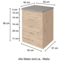 Held Möbel Auszugsschrank Sorrento 50 X 85 X 60 Cm 1 Schubk. 2 Ausz. Wotaneiche -Küchenwelt Verkauf 853782 11016600 4