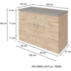 Held Möbel Unterschrank Sorrento 100x85x60 Cm 2 Schub. 1 EL-B. Weiß-Wotan. -Küchenwelt Verkauf 853801 11016600 4
