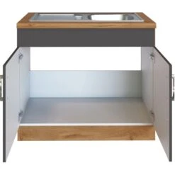 Held Möbel Spülenschrank Sorrento B100 X H85 X T60 Cm 2Türen Anthraz.-Wotaneiche -Küchenwelt Verkauf 853807 11016600 3