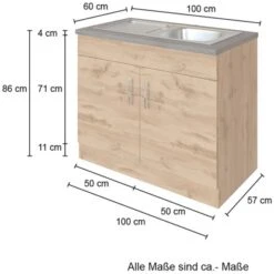 Held Möbel Spülenschrank Sorrento B100 X H85 X T60 Cm 2Türen Anthraz.-Wotaneiche -Küchenwelt Verkauf 853807 11016600 4